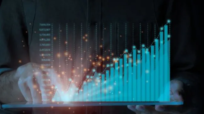 A bar graph with increasing trend